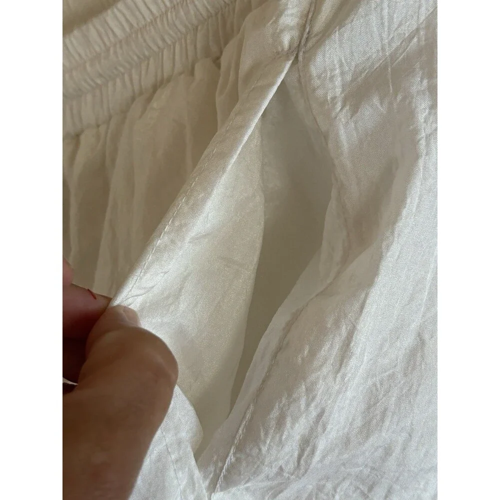 90s High Intensity White Nylon Windbreaker Track Pants Joggers L Retro Y2K
